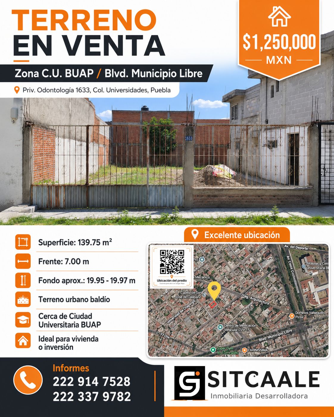 Terreno en venta cerca de C.U. BUAP, Colonia Universidades, Puebla